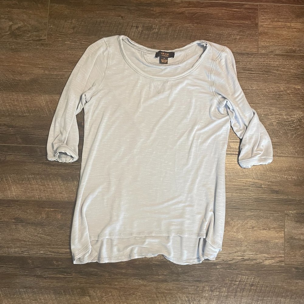 Victor Alfaro Medium Gray Half Sleeve Flowy Burnout Top